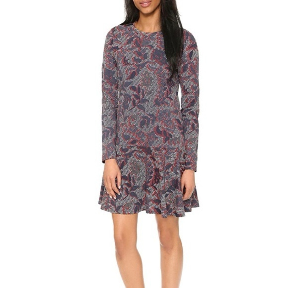 Tory Burch Long Sleeve Dress - Navy and Red Dahlia Pima Cotton